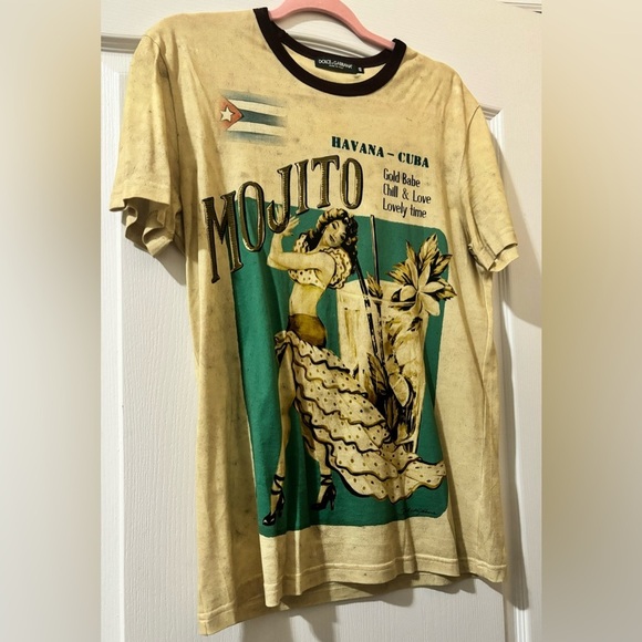 AUTHENTHIC Dolce & Gabbana Biege Mojito Graphic T-Shirt - Picture 1 of 4